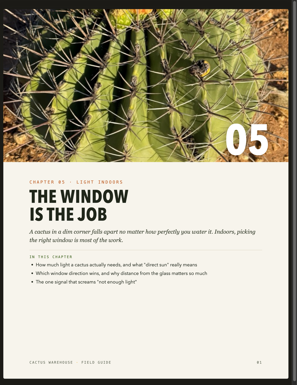 Interior page: the window direction light guide